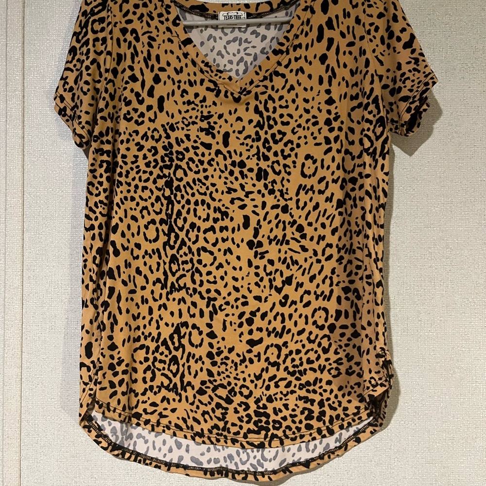 Chic Leopard V-Neck Short Sleeve Top